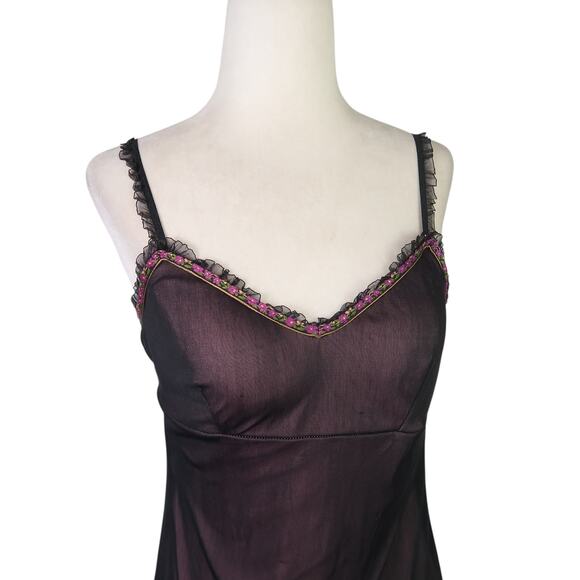 Vintage Y2K Rampage Black Sheer Mesh Slip Babydoll Mini Dress S - Picture 2 of 7